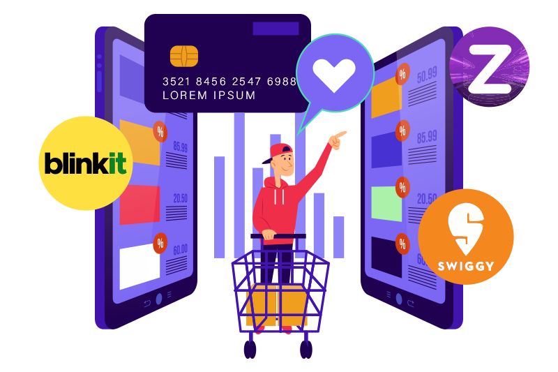 Quick commerce delivery - person with delivery bag on scooter